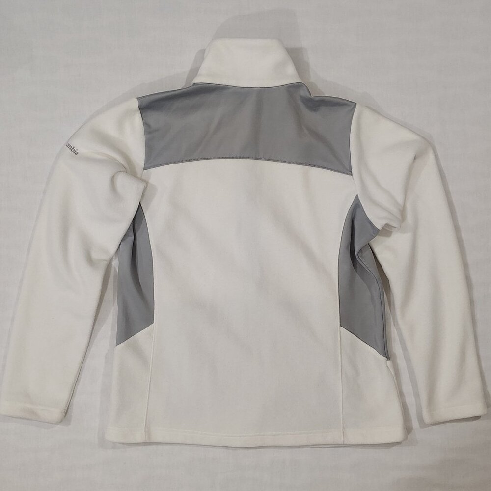 Columbia Sportswear Full Zip Fleece Jacket Womens Size Medium White Gray Pockets - Picture 4 of 16